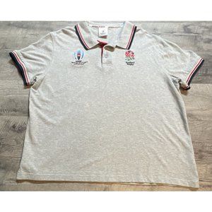 WORLD CUP Japan Polo Shirt‎ Mens 2XL 2019 England Rugby Cotton Gray Short Sleeve